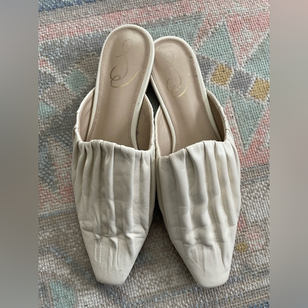 Sam Edelman Cream Leather Mules